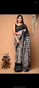 Kalamkari saree white & black