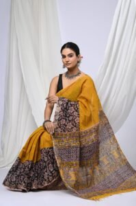Kalamkari saree yellow