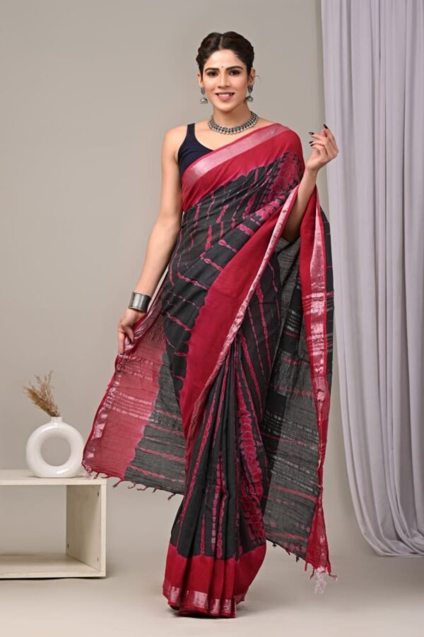 Kalamkari Lenin cotton saree with blouse