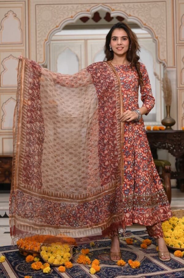 Anarkali set with kota doriya dupatta