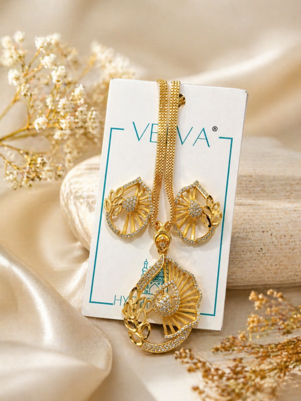 one gram gold plated locket chain with earrings