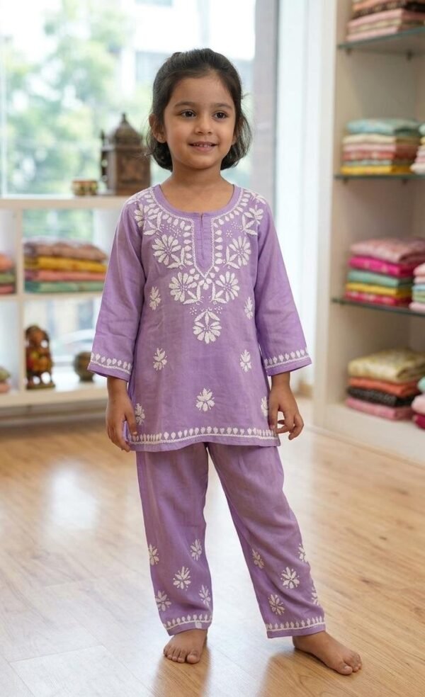chikankari kurti with plazo for girls