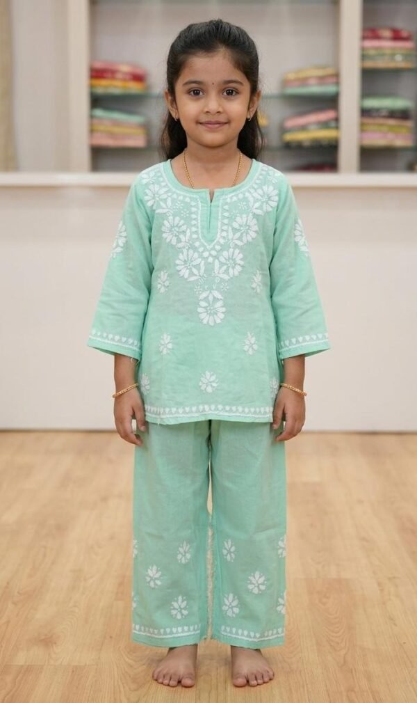 chikankari kurti with plazo for girls