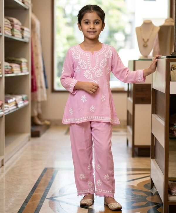 chikankari kurti with plazo for girls