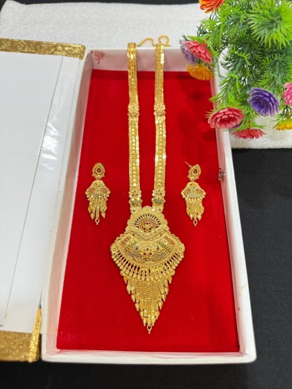 one gram gold plated ranihaar with earrings