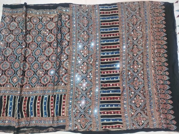 pure ajrak modal silk saree