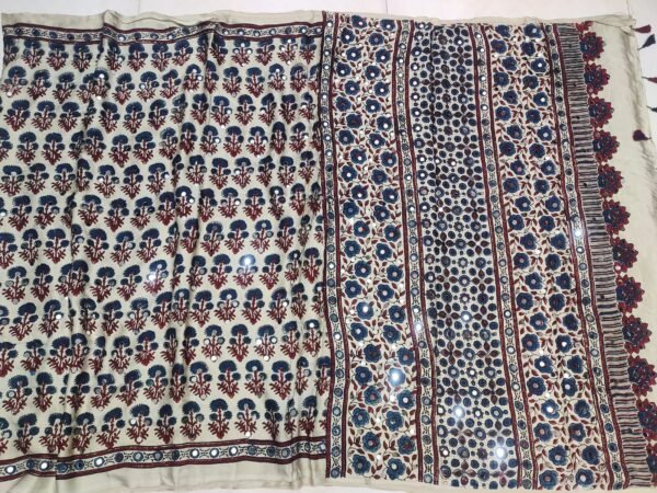 pure ajrak modal silk saree