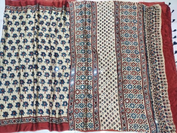 pure ajrak modal silk saree