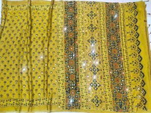pure ajrak modal silk saree