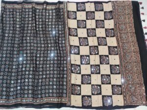 pure ajrak modal silk saree