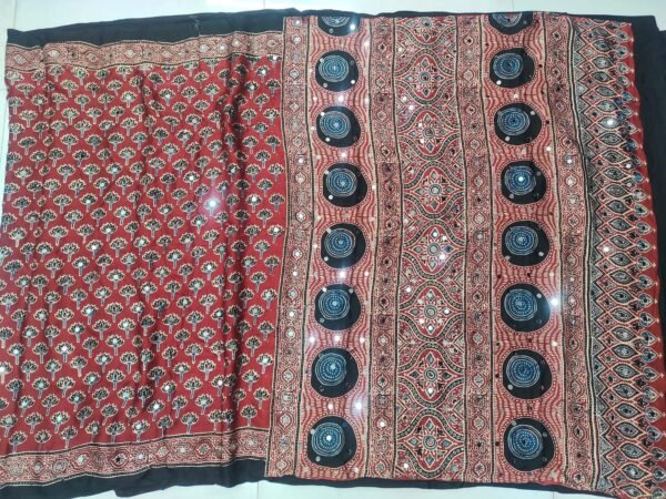 pure ajrak modal silk saree