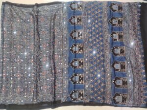 pure ajrak modal silk saree